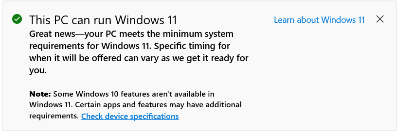 windows 11 eligibility notice